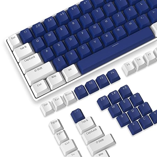 PBT Keycaps 104 Tasten, OEM Profil Double-Shot Tastenset für Gaming Tastatur, ANSI-Layout (US), für Cherry Gateron Kailh MX Schalter Mechanische Tastatur, Blau und weiß von LexonElec