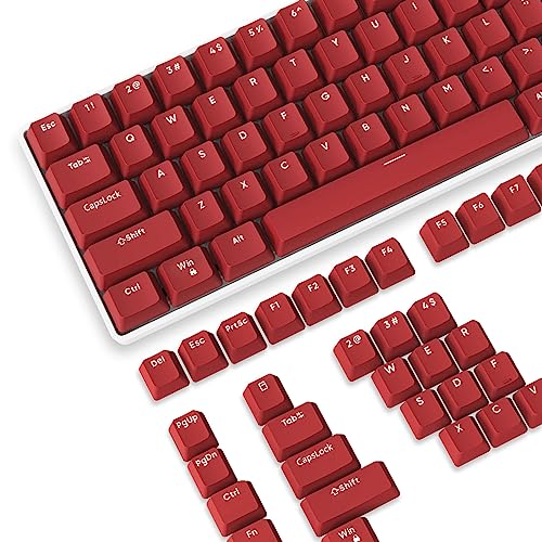 PBT Keycaps 104 Tasten, OEM Profil Double-Shot Tastenset für Gaming Tastatur, ANSI-Layout (US), für Cherry Gateron Kailh MX Schalter Mechanische Tastatur, Kirschrot von LexonElec