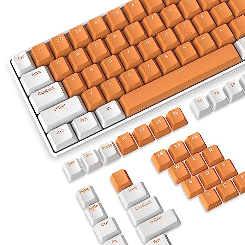 PBT Keycaps 104 Tasten, OEM Profil Double-Shot Tastenset für Gaming Tastatur, ANSI-Layout (US), für Cherry Gateron Kailh MX Schalter Mechanische Tastatur, Orange und weiß von LexonElec
