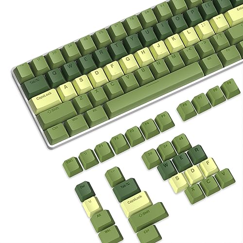 PBT Keycaps 112 Tasten, OEM Profil Double-Shot Tastenset für Gaming Tastatur, ANSI-ISO Layout (US), für Cherry Gateron Kailh MX Schalter Mechanische Tastatur, Dunkelgrüner Farbverlauf von LexonElec