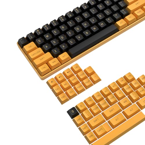 PBT Keycaps 150 Tasten, OEM Profil Double-Shot Tastenset für Gaming Tastatur, ANSI ISO Layout (US), für Cherry Gateron Kailh MX Schalter Mechanische Tastatur, Schwarz und Gelb von LexonElec