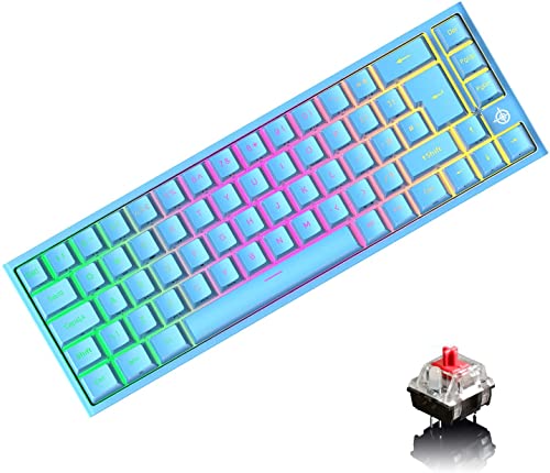 UK-Layout 60% Gaming-Tastatur RGB Backlit Red Switch Mechanische Tastatur, 67 Tasten USB C-Kabel-Tastaturmäuse 12000 DPI für PC-Mac-Spieler von LexonElec