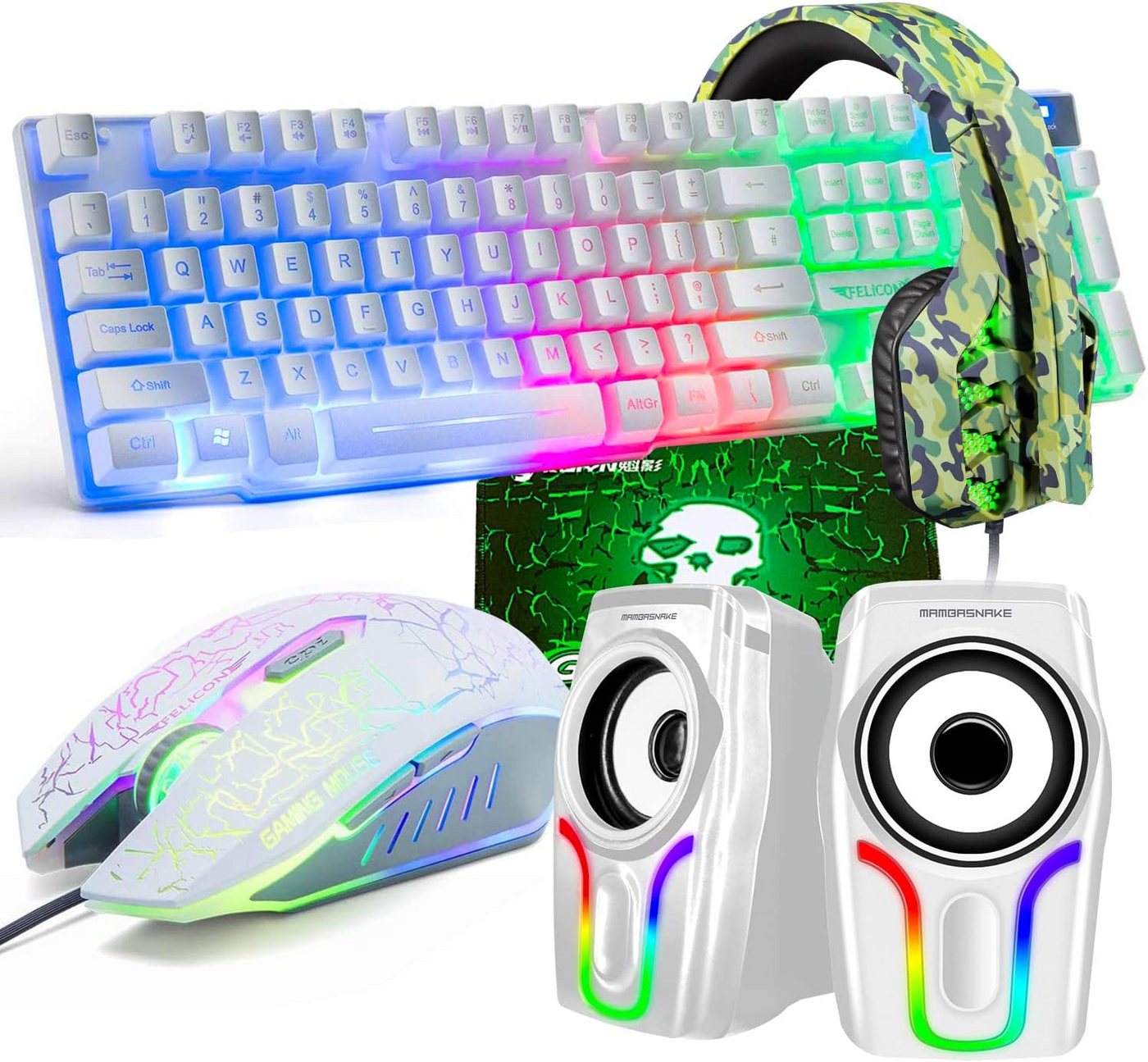 LexonTech UK-Layout USB-Tastatur+2400 DPI optische Regenbogen-LED-Gaming-Maus Tastatur- und Maus-Set, mit drei Modi sorgt für beste Sicht bei Nacht und verleiht dem Setup LexonTech UK-Layout USB-Tastatur+2400 DPI optische Regenbogen-LED-Gaming-Maus Tastatur- und Maus-Set, mit drei Modi sorgt für beste Sicht bei Nacht und verleiht dem Setup von LexonTech