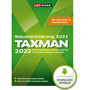 LEXWARE TAXMAN Rentner & Pensionäre 2022 (für das Steuerjahr 2021) Software Vollversion (Download-Link) von Lexware