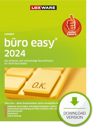 Lexware büro easy Standard 2024 (365 Tage)| PC Aktivierungscode per Email | Bürosoftware mit Basisfunktionen, Kassenbuch, Warenwirtschaft u.w. von Lexware