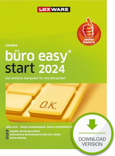 Lexware büro easy start 2024 (365 Tage) | Bürosoftware mit Basisfunktionen - einfach zu bedienen | PC Aktivierungscode per Email von Lexware