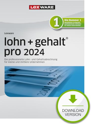 Lexware lohn+gehalt Pro 2024 (365 Tage) | PC Aktivierungscode per Email | Einfache Lohn- und Gehaltsabrechnungs-Software | 3 Geräte von Lexware