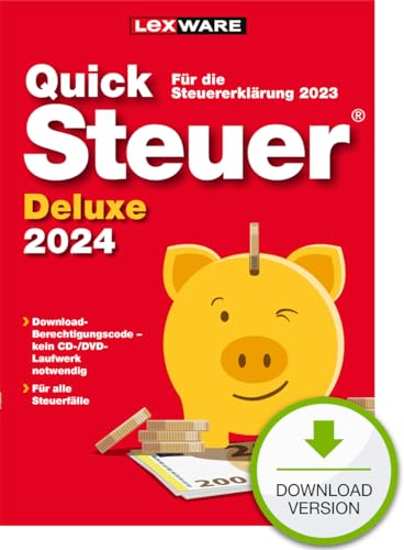 QuickSteuer Deluxe 2024 (für Steuerjahr 2023) | PC Aktivierungscode per Email | Private und gewerbliche Steuererklärung von Lexware
