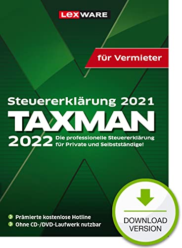 TAXMAN 2022 (für Steuerjahr 2021)| Download |Steuererklärungs-Software für Vermieter Vermieter von Lexware