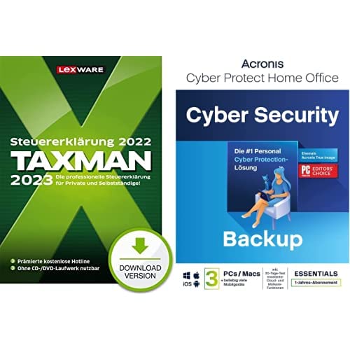 TAXMAN 2023 (für Steuerjahr 2022) +Acronis Cyber Protect Home Office 2023 | Essentials | 3 PC/Mac | 1 Year | Windows/Mac/Android/iOS | Backup Only von Lexware