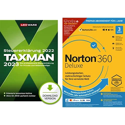 TAXMAN 2023 + Norton 360 2023 | Deluxe | 3 Geräte von Lexware