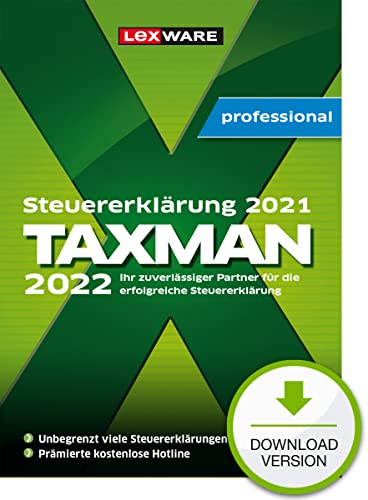 TAXMAN professional 2022 (für das Steuerjahr 2021) | 7 User| PC Aktivierungscode per Email von Lexware