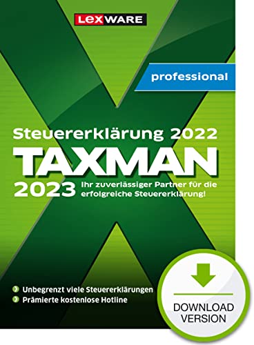 TAXMAN professional 2023 (für das Steuerjahr 2022) | 3 User | Download | PC Aktivierungscode per Email von Lexware