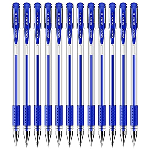 Leylor Gelschreiber - 12 Stück/Karton Deli 6600ES Gelschreiber 0,5 mm Kopf Student Gelschreiber Signature Pen Büro Schreibwaren mit Durchmesser 9 mm + Weichgummihülle(Blau) von Leylor