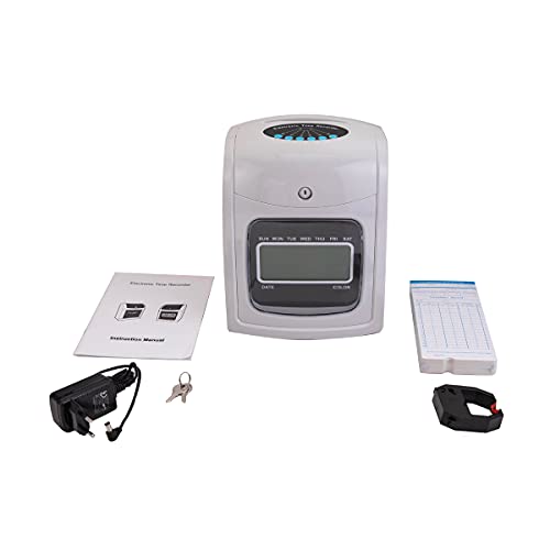 Lfhelper Rechnende Stempeluhr Elektronische Lochkartenmaschine Inklusive 1 Netzteil, 1 Farbband, 2 Sicherheitsschlüssel, 50 Stück Zeitkarten für Büro, Fabrik, Schule, Kleinunternehmen 220v von Lfhelper