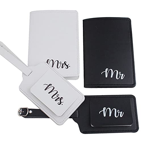 4PCS PU Leder Mr Mrs Gepäck Tags Passabdeckungen Für Paare Reisen Flitterwochen von LfrXtra