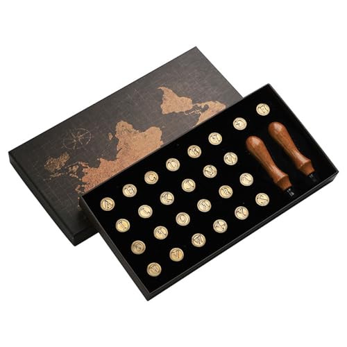 Messinginitial Wachsversiegelungsstempel Mit 26 Buchstaben Wachs Seal Stempel 2pcs Holzgriff Kartenherstellung Vorräte von LfrXtra