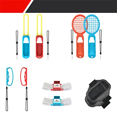 10-in-1-Switch-Sportspiel-Zubehör-Kit, Somatosensorisches Sport-Set, Kompatibe lfür Switch NS, Hand Grip, Armbändern, Gurten, Tennisschläger-Combo-Pack-Spielset von LiLiTok