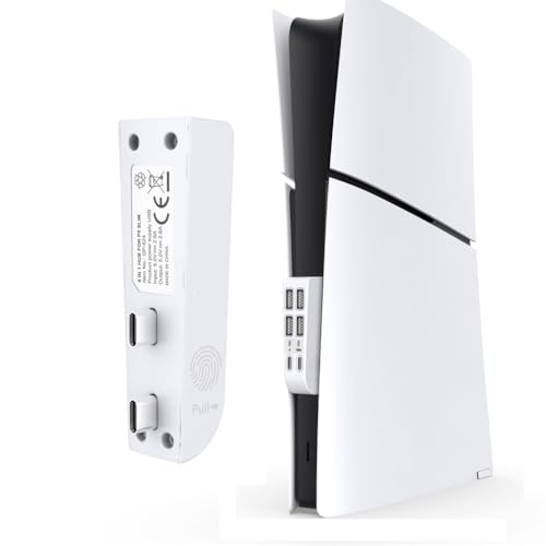 6 Port USB Hub Erweiterung für PS5 Slim Zubehör, 4 USB 2.0 Ports + 1 Type C 3.1 Port + 1 USB Ladeport USB Erweiterung Splitter Adapter Hub für Playstation 5 Slim Disc & Digital Konsole (Weiß) von LiLiTok