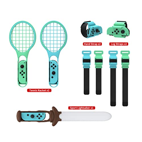 7 in 1 Switch Sports Game Set, für Switch Handle Body Lichtempfindliches Schwert + Sportgurt + Tennisschläger + Armband-Zubehör-Kits von LiLiTok