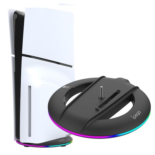 Display Ständer für PS5 Slim Vertikal Ständer, Disc und Digital Verstion Basis Ständer Halterung mit Schraube für Playstation 5 Slim Zubehör (mit RGB-Licht) von LiLiTok