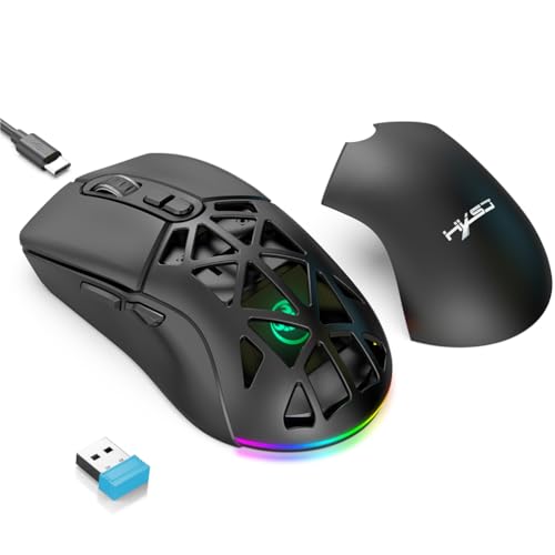 Gaming Mäuse Kabellose Maus Bluetooth 5.1 Mäuse, 2.4G RGB Maus 4800DPI 650MAH Wiederaufladbare Gaming Mäuse fü PC Computer, Laptop, Mac OS (Schwarz) von LiLiTok