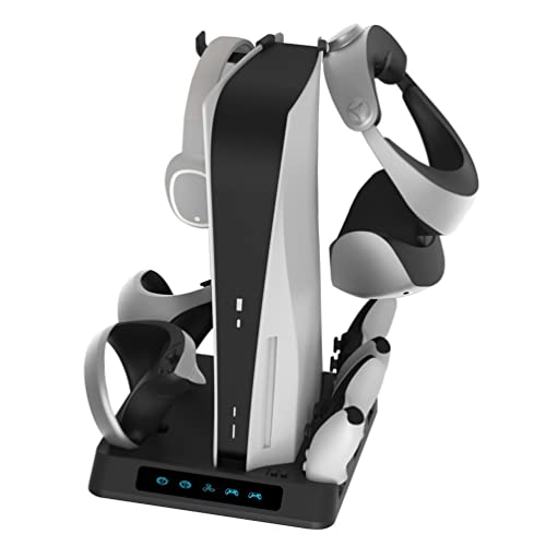 LiLTok P5VR2 Dual Controller Ladestation mit Lüfter, Vertical Ständer Kompatible für PS5 PVSVR 2 Headset Halterung VR2 Handgriff Charging Dock VR2 Zubehör von LiLiTok