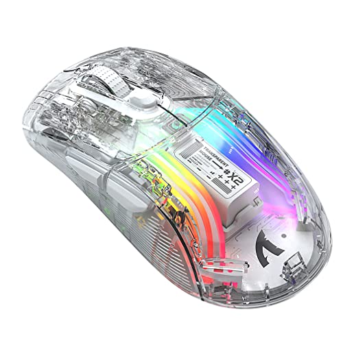 LiLiTok 2.4G Wireless Gaming Mäuse Wiederaufladbar, RGB Transparent Mäuse mit 7 Tasten -3 Arten Verbindung, Bluetooth Maus Büro Stille Mäuse für MacBook Laptop Pad PC (5 DPI 800-2400) (Weiß) von LiLiTok