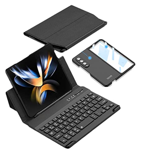 LiLiTok Für Samsung Galaxy Z Fold 4 / Z Fold 3 5G Bluetooth Tastatur Folding Stand Funda (abnehmbar)+Leder Handytasche Hülle (Fold 3 Grün) von LiLiTok
