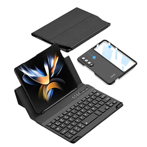 LiLiTok Galaxy Z Fold 4 Kabellose Tastatur +Leder Filo Case+Handyhülle, Kompatibel für Samsung Galaxy Z Fold 4 5G Bluetooth Keyboard Folding Stand Funda (Maserung) von LiLiTok