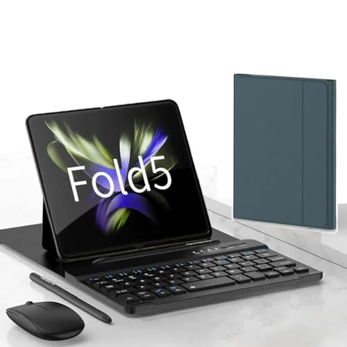 LiLiTok Kabellos Tastatur und Mäuse Set mit Hülle für Samsung Galaxy Z Fold 5 Handy 5G Bluetooth Tastatur + Maus + Touch Stift (Grün) von LiLiTok
