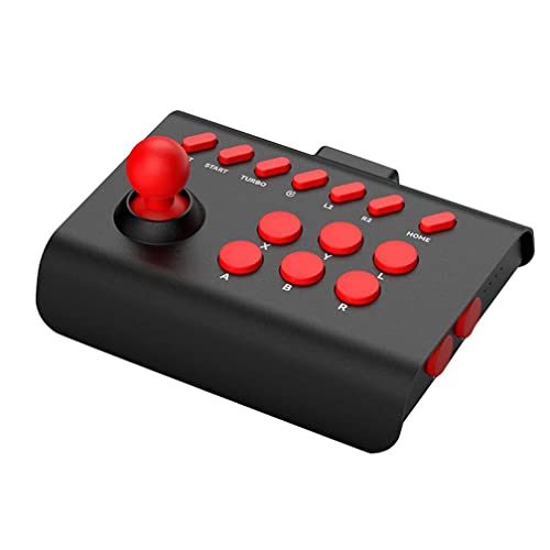 LiLiTok Kabellose Arcade Fight Stick, Street Fighter Arcade Kampf Joystick mit Turbo & Makro Kompatibel für Xbox / PS4 /PS3 / Switch/PC/Android iOS Phone (Schwarz Rot) von LiLiTok