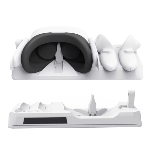 LiLiTok Ladegerät für Meta Quest 3S, Ladestation für Quest 3S VR Headset und Controller, Dazzling Licht Display-Ständer mit 2 Wiederaufladbaren Batterien, für Quest 3S Zubehör von LiLiTok
