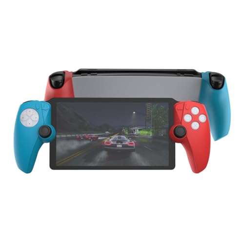 LiLiTok Silikon Skin Hüll für Playstation Portal Remote Player Zubehör, Controller Sleeve Schutzhülle für PS5 Portal Grip Shell Tasche Stoßfest Anti-Scratch Schutzhülle (Rot und Blau) von LiLiTok