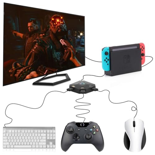 LiLiTok Tastatur und Maus Konverter Adapter für NS-Switch PS4 /PS3/Xbox One/Xbox 360/ Switch lite, Kabelgebundener USB Anschluss Adapter, LED Anzeige Konverter Gaming Zubehör von LiLiTok