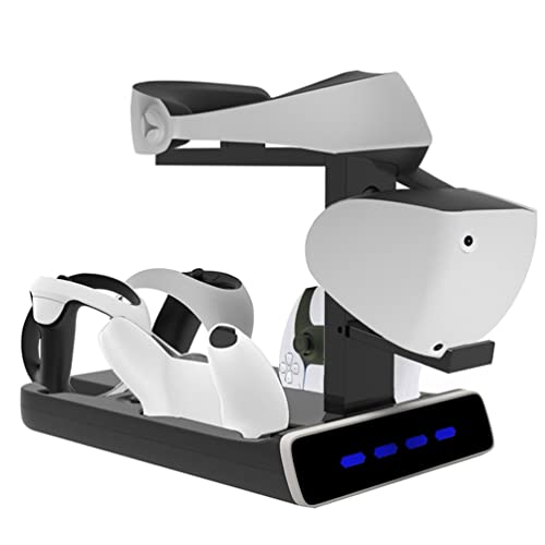 LiLiTok Vertikaler Ständer Kompatibel mit PSVR2 Dual Controller Ladestation LED Licht, für PS5 VR2 Headset Halterung und Handgriff Ladestation VR Gaming Heaset Zubehör von LiLiTok