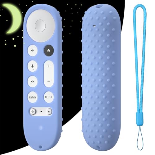 Schutzhülle für Google TV Streamer 4K Remote Cover 2024 Silikon Schutzhülle, Fernsteuerung Case Ersatz für Google GY3LE Fernsteuerung Schutzhülle mit Lanyard (Leuchtendes Blau) von LiLiTok