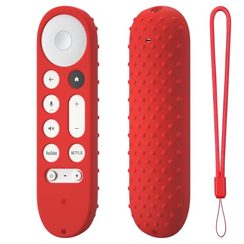 Schutzhülle für Google TV Streamer 4K Remote Cover 2024 Silikon Schutzhülle, Fernsteuerung Case Ersatz für Google GY3LE Fernsteuerung Schutzhülle mit Lanyard (Rot) von LiLiTok