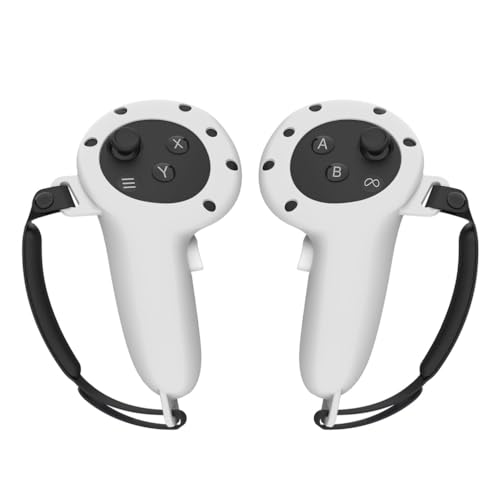 Silikon VR Controller Manschetten 1 Paar, für Meta Quest 3 Griff Schutzhülle, für Meta Quest 3 Controller Silikon Schutzhülle Silikon Skin Cover mit Handschlaufe VR Zubehör (Weiß) von LiLiTok