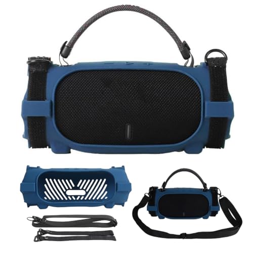 Silikonhülle für JBL Charge 6 tragbarer Bluetooth-Lautsprecher, Schutzhülle Skin Tragetaschenhalter mit Schultergurt & Fahrradgurt für JBL Charge 6 Stereo-Lautsprecher Zubehör (Blau) von LiLiTok