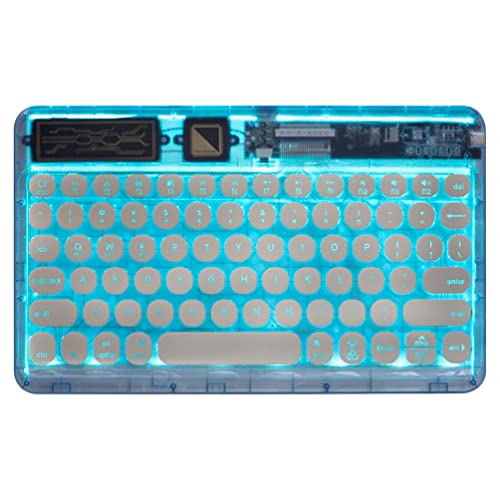 Tablet Bluetooth-Tastatur mit LED-Licht, Wiederaufladbare KabelloseTastatur für Pad und Phone Transparent (Blau) von LiLiTok