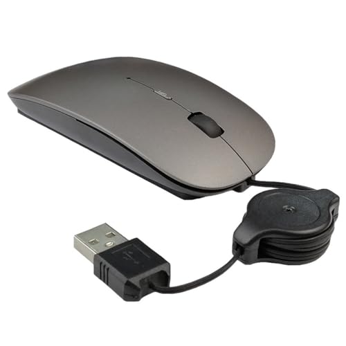 Teleskopische Kabel Mäuse USB Optische Mäuse Stumme Büromaus für Laptop Notebook Mäuse (nur für Laptop, Nicht für Desktop PC) (Grau) von LiLiTok