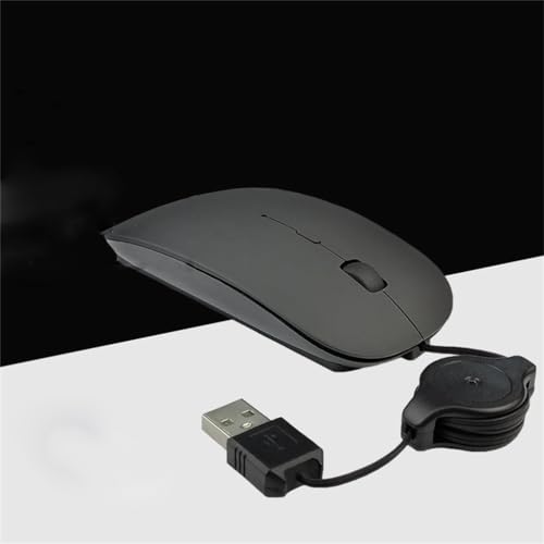 Teleskopische Kabel Mäuse USB Optische Mäuse Stumme Büromaus für Laptop Notebook Mäuse (nur für Laptop, Nicht für Desktop PC) (Schwarz) von LiLiTok