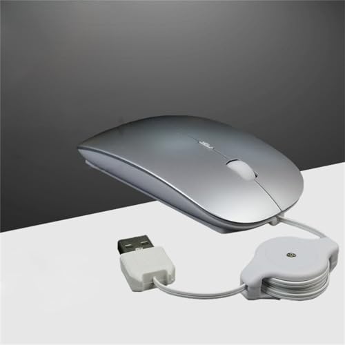 Teleskopische Kabel Mäuse USB Optische Mäuse Stumme Büromaus für Laptop Notebook Mäuse (nur für Laptop, Nicht für Desktop PC) (Silber) von LiLiTok