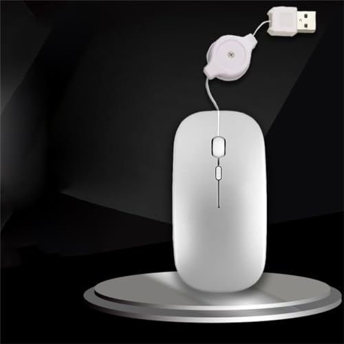 Teleskopische Kabel Mäuse USB Optische Mäuse Stumme Büromaus für Laptop Notebook Mäuse (nur für Laptop, Nicht für Desktop PC) (Weiß) von LiLiTok