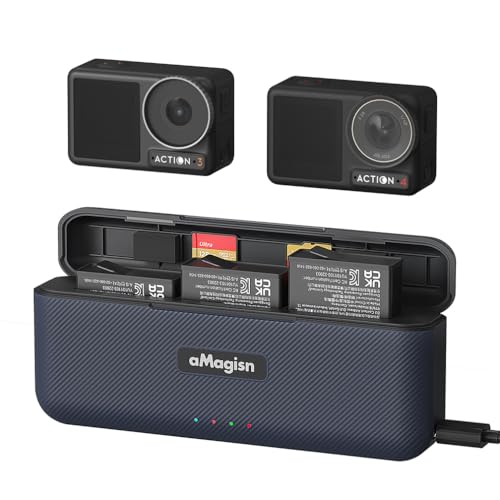 Tragbares Schnellladegerät für DJI Osmo Action 4 Akkus Ladestation, Osmo Action 4 / Action 3 Akku-Ladehub SD-Karten-Speichergehäuse Action-Kamera Zubehör von LiLiTok