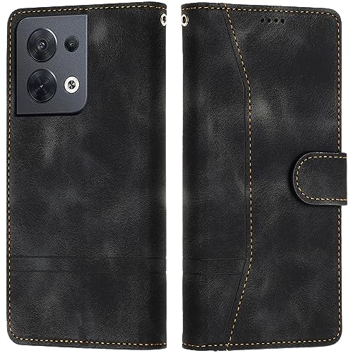 LiLuLa Kompatibel mit Oppo Reno8 5G / Oppo Reno 8 5G Hülle, Handyhülle Oppo Reno8 5G / Oppo Reno 8 5G Hülle, Klappbar PU Leder Flip Wallet Case Cover Schutzhülle Klapphülle Hüllen Holster (Schwarz) von LiLuLa