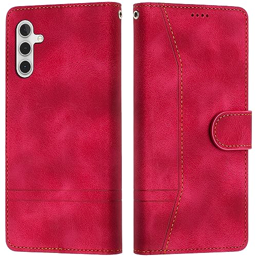 LiLuLa Kompatibel mit Samsung Galaxy A14 5G/4G Hülle, Handyhülle Samsung A14 5G/4G, Galaxy A14 5G/4G Hülle Klappbar Leder Flip Wallet Case Schutzhülle Klapphülle für Samsung A14 5G/4G Hülle (Rot) von LiLuLa