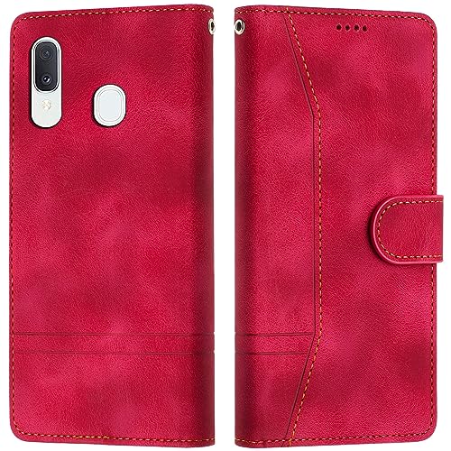 LiLuLa Kompatibel mit Samsung Galaxy A20/A30 Hülle, Handyhülle Samsung A20/A30, Galaxy A20/A30 Hülle Klappbar Leder Flip Wallet Case Schutzhülle Klapphülle für Samsung A20/A30 Hülle Holster (Rot) von LiLuLa