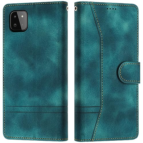 LiLuLa Kompatibel mit Samsung Galaxy A22 5G Hülle, Handyhülle Samsung A22 5G, Galaxy A22 5G Hülle Klappbar Leder Flip Wallet Case Schutzhülle Klapphülle für Samsung A22 5G Hülle Holster (Grün) von LiLuLa